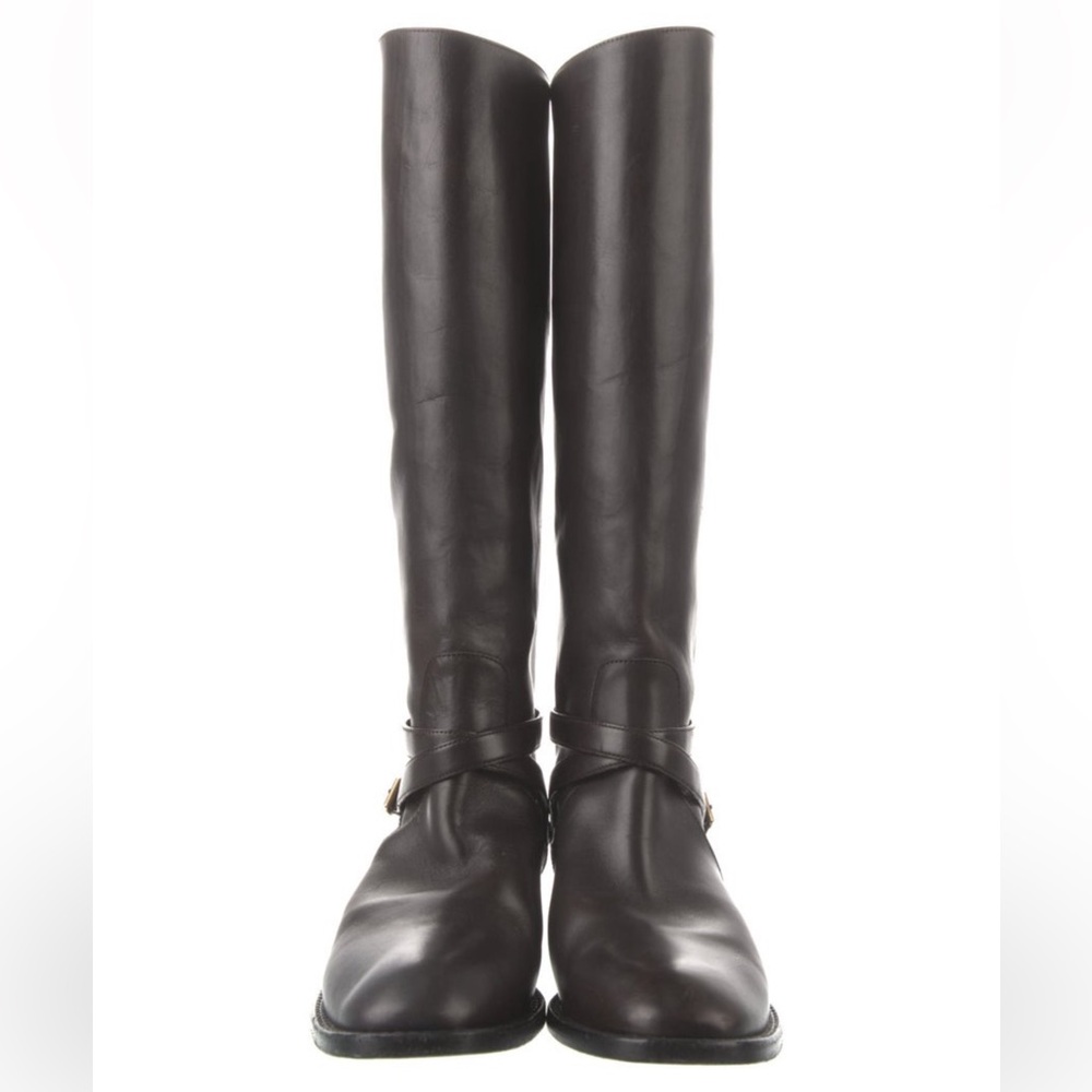 Saint Laurent Leather Riding Boots - Picture 4 of 12